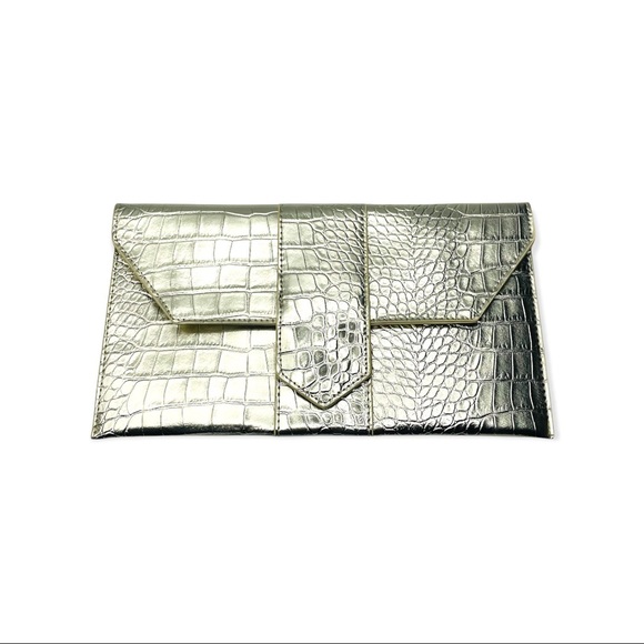 NEW JJ Winters Metallic Croc Clutch - Picture 3 of 14